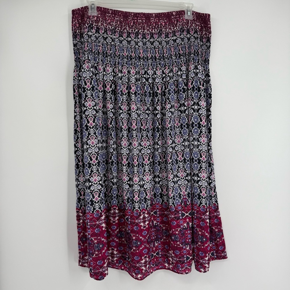 J. Jill Maxi Skirt Pull On Size 2X Wide Elastic-band Waist Satiny Purple pink - Picture 8 of 8